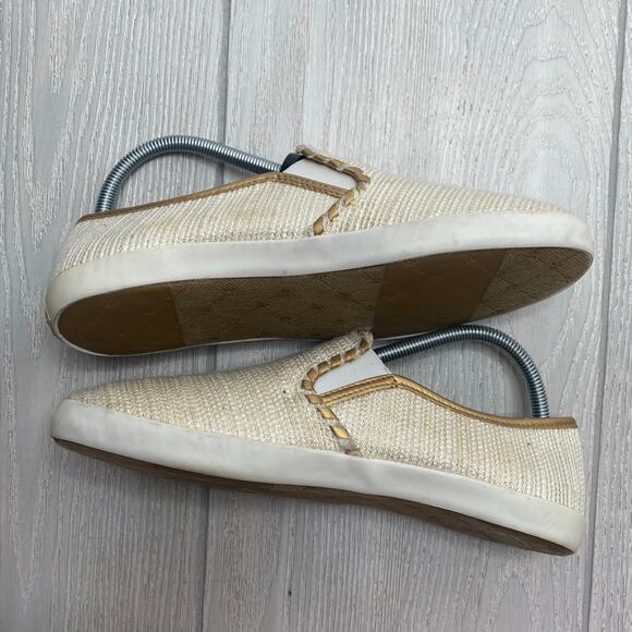 Jack Rogers Women's Ecru Cream & Gold Baldwin Slip On Sneakers Size 10 - Picture 4 of 11